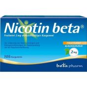Nicotin beta Fruitmint 2mg wirkstoffhalt. Kaugummi